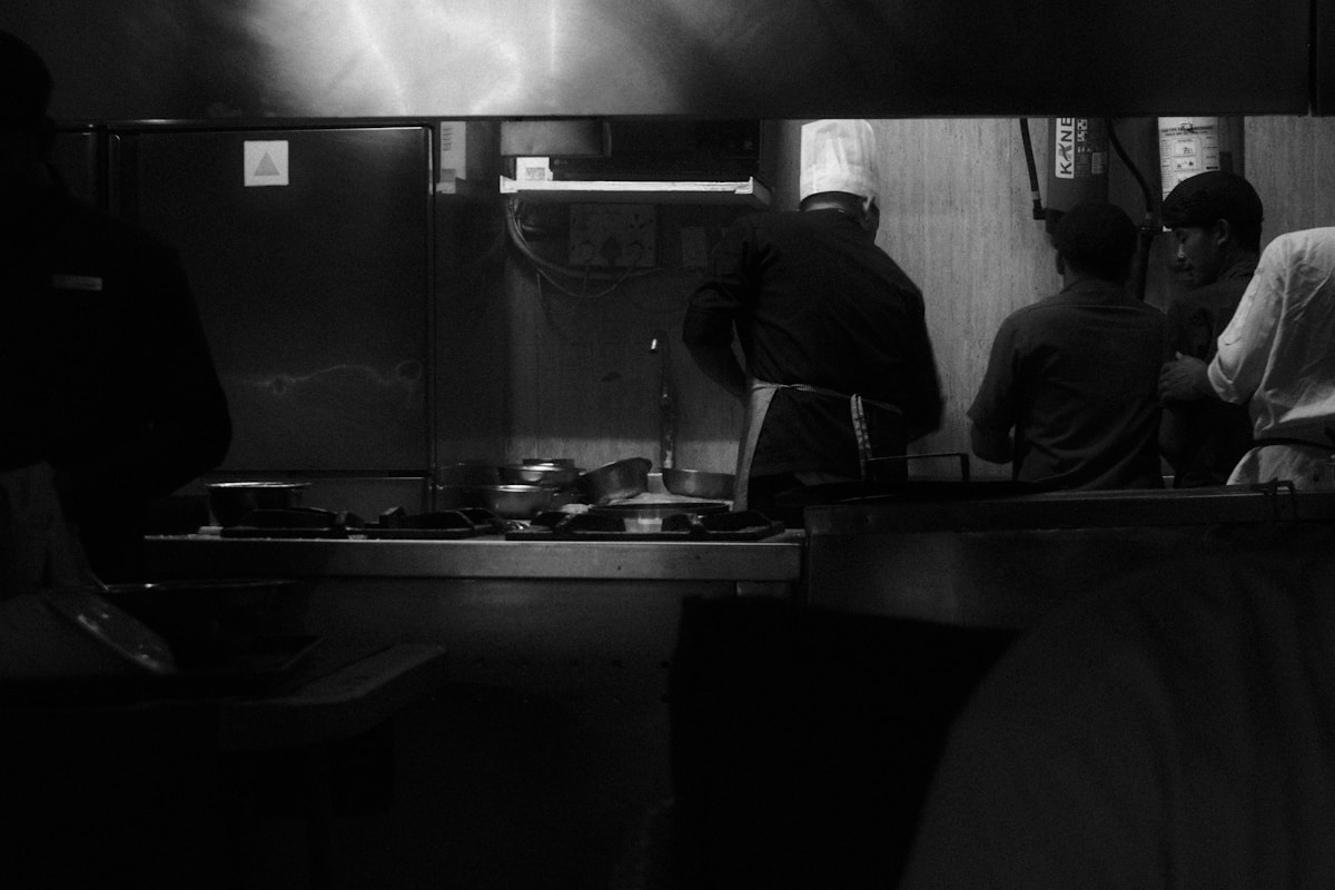 Chef at work in a professional kitchen